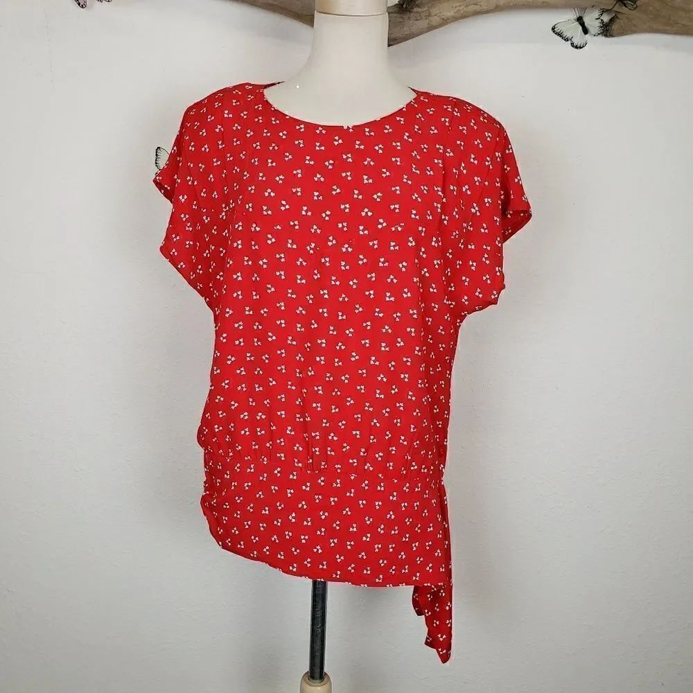 Trend vintage red and white side tie blouse - Picture 5 of 8